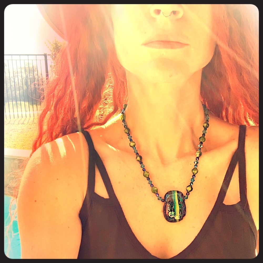 Vintage handmade glass/crystal beaded necklace